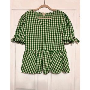 EST. 1946 Green and White Checkered Top/Blouse